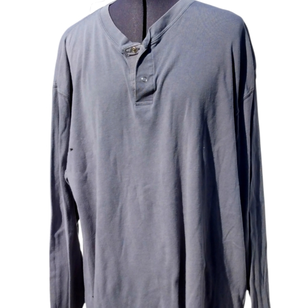 Vintage Sideout polo snap front grey pullover. Long sleeve. L